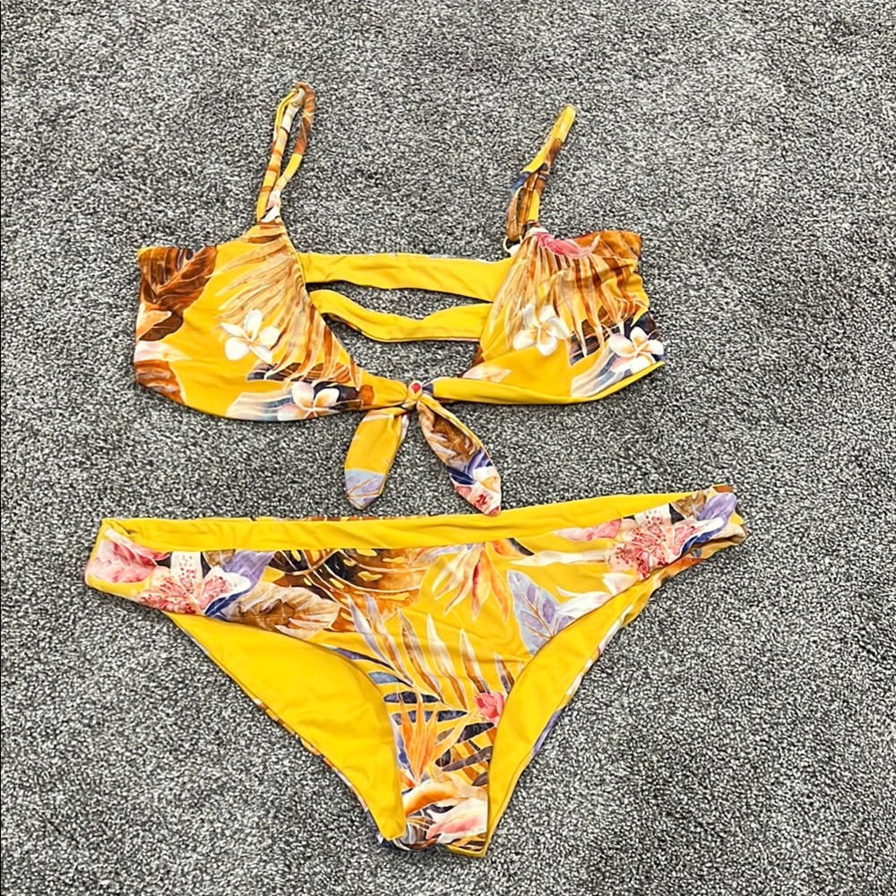 L*Space Yellow Tropical Floral Bikini Set